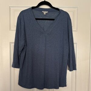 Orvis Women's Long Sleeve Blue V-Neck Top